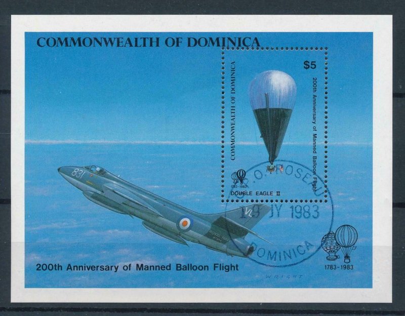 [105763] Dominica 1983 200 years Aviation air balloon Souv. Sheet CTO-USED