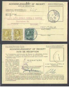 Canada-covers #6481 - acknowledgement of receipt to Viceroy,Sask