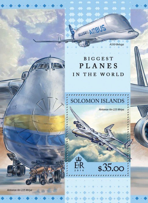 SOLOMON IS. - 2016-Biggest Planes in the World-Perf Souv Sheet-Mint Never Hinged