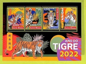 B0328 - GUINE-BISSAU - MISPERF ERROR Stamp Sheet 2022 CHINESE Year of the Tiger-