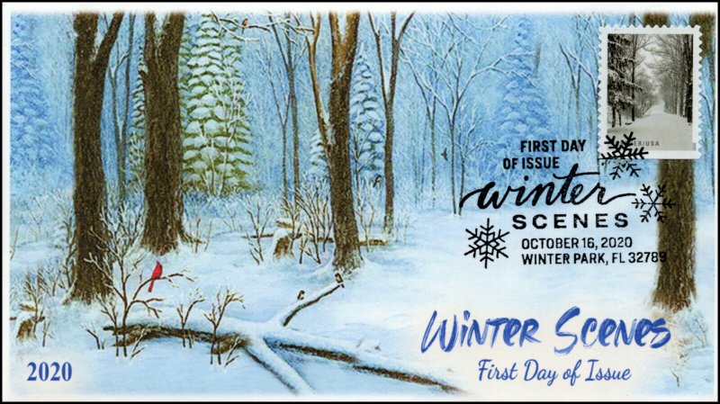 20-250, 2020, Winter Scenes, FDC, Pictorial Postmark, Snowy Path