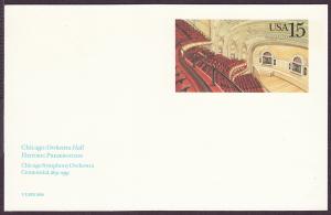 UX152 Chicago Orchestra Hall postal card