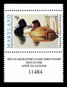 2003 MARYLAND DUCK STAMP - MD-30- MOGNH - VF/XF (ESP STOCK)