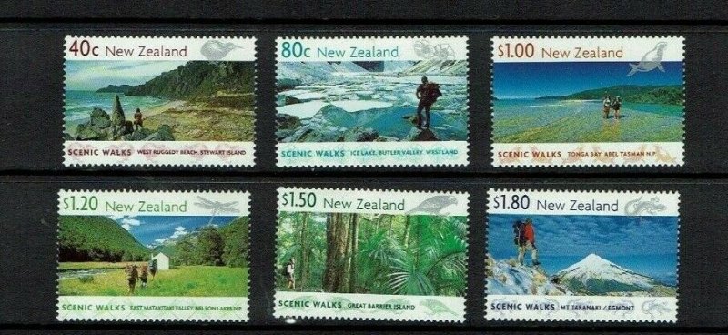 New Zealand: 1999, Scenic Walks, Stamp Booklet containing 7 M/sheets, MNH