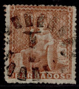 BARBADOS QV SG26, 4d dull brown-red, FINE USED. Cat £85. NO WMK