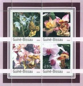 Guinea-Bissau - Orchids & Mushrooms 4 Stamp Sht GB3131