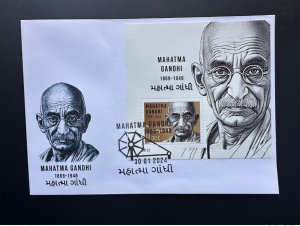 €0 2024 - FDC souvenir sheet  Mohandas Mahatma Gandhi  Matej Gabris type II-