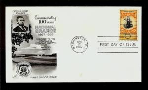 FIRST DAY COVER #1323 National Grange 100th Anniv 5c FLEETWOOD U/A FDC 1967