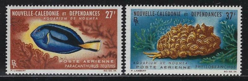 New Caledonia 1964 Fish & Seashell Airmail set Sc# C36-37 NH