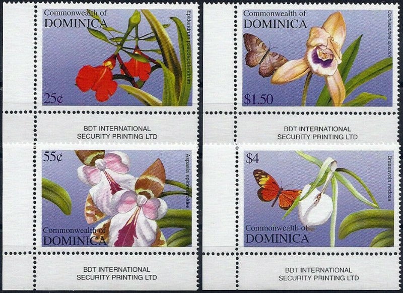 2004 Dominica Butterflies, Papillons, Flowers, Orchids complete set VF/MNH!