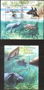 Togo 2011 Ecosystems of Mangroves Turtles Dugongs Birds Sheet + S/S MNH