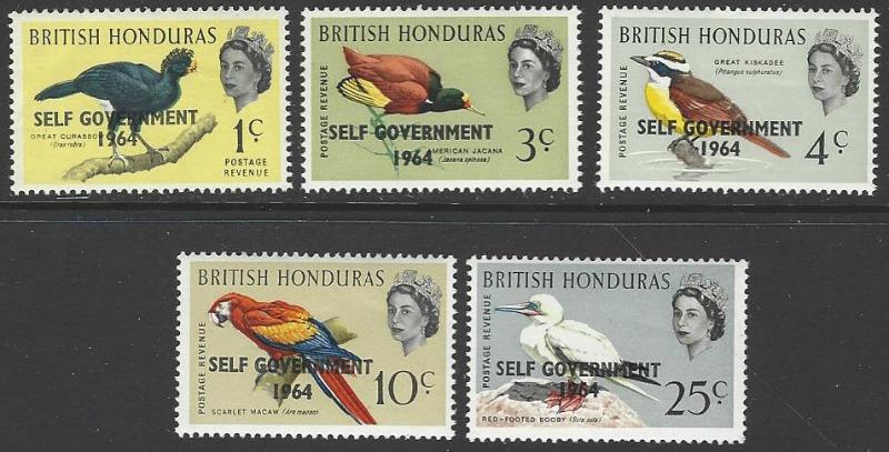 British Honduras #182-186 MNH Full Set of 5 Birds