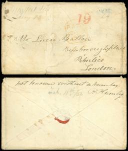 1856 US Transatlantic, ms Mantfort Wis to London, British Red 19, PAID Rec Cxl