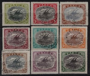 PAPUA 1916 Lakatoi bicolour ½d-2d, 3d-6d & 5/-, ex Belgium PO archive collection