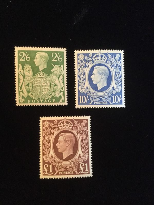 Great Britain Scott #249A, 251A, 275 Mint Stamps