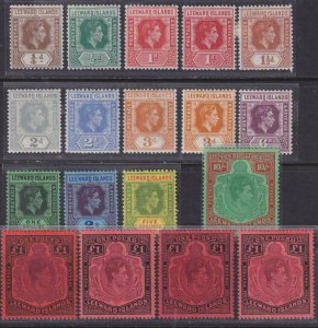 Leeward Islands 1938-1951 SC 103-115,105a,109a,115a,b,c Mint SCV $481.00 Set 