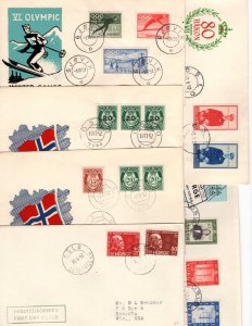 Norway 1942-1954 Collection of 11 Different FDCs Including Facit 407-408 & 411