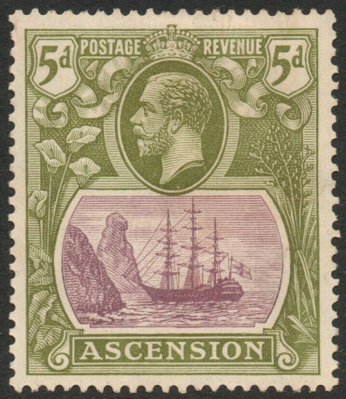 ASCENSION-1927 5d Purple & Olive-Green Sg 15d MOUNTED MINT V38027