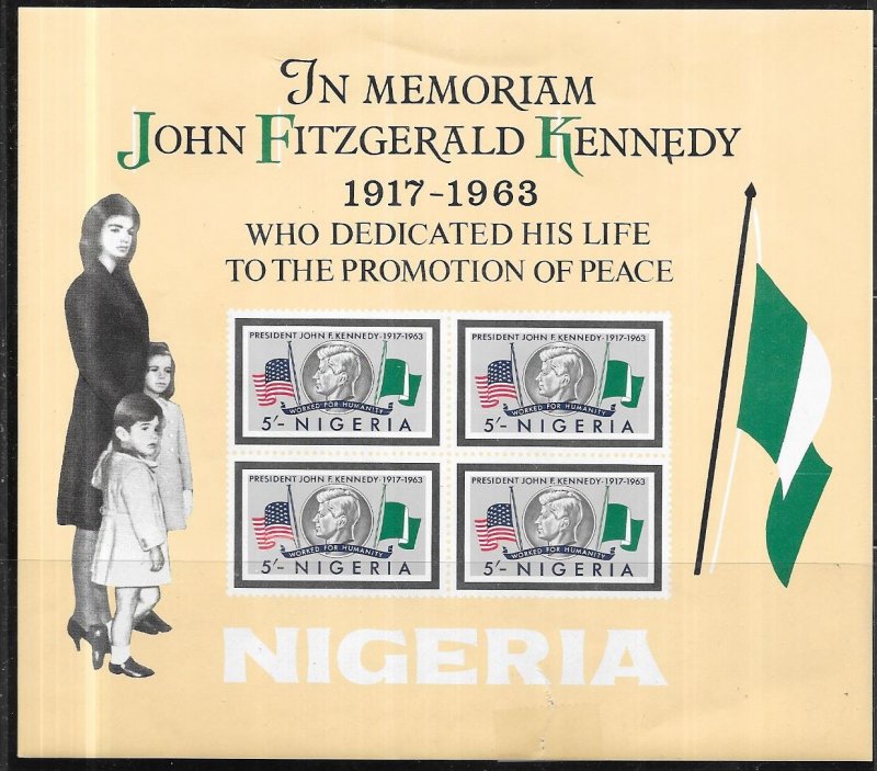 Nigeria #161a  5sh J.F.K. S/S (MNH)   CV $7.50