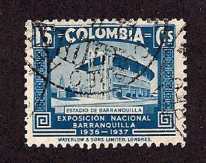 Colombia-1937-SC 449- Used-Stadium at Barranquilla