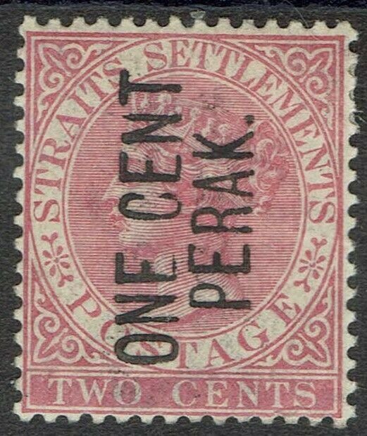 PERAK 1886 QV ONE CENT PERAK ON 2C TYPE 23