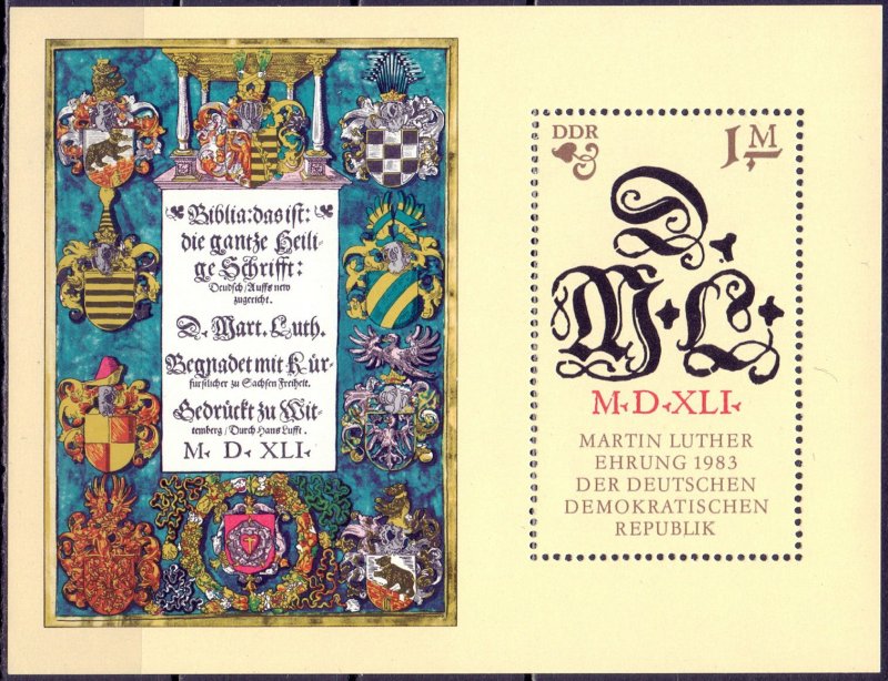GDR. 1983. bl73. 500 years of Martin Luther. MNH.