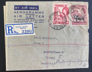 1957 Bohra Road Kenya British KUT Air Letter Cover To Vienna Austria