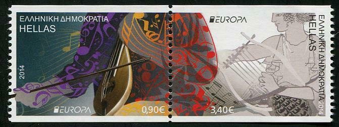 HERRICKSTAMP GREECE Sc.# 2635 EUROPA 2014 Musical Instruments Pair