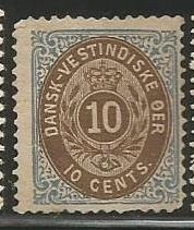 U.S. Scott #10 Danish West Indies Stamp - Mint Single