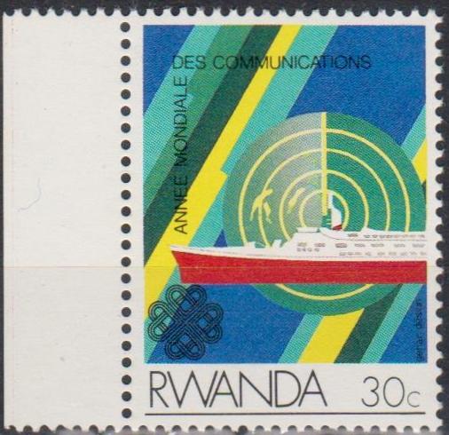 Rwanda - World Year of Communications Stamp - Only 50 cents shipping