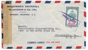 Nicaragua Censored Commercial Cover WWII Sc C261 Air to US 