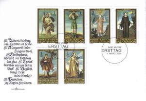 LIECHTENSTIEN 2004 14 AUXILARY SAINTS II 6V COMPLETE SET ON FDC # 7506