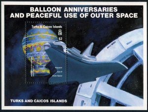 Turks & Caicos 577, MNH. Mi Bl.45. Manned Flight-200,1983. Montgolfier, Colombia