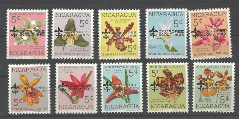 1965 Boy Scouts Nicaragua orchid flowers overprint Camporee