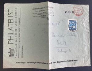 1945 Vienna Austria Philatelist Cover Locally Used