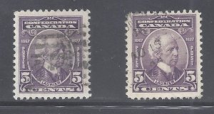 Canada SCOTT #144 TWO BILLIGS/REICHE CONSTANT PLATE FLAWS USED BS23366