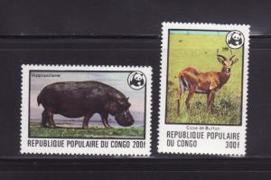 Congo Peoples Republic 457-458 MNH WWF, Animals