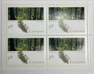 CANADA 1990 #1285a Majestic Forests of Canada (Pane of 4) - MNH