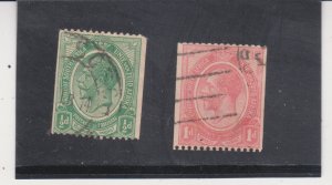 South Africa, Scott # 17-18 Used coil  1913-14 Cat $8.00