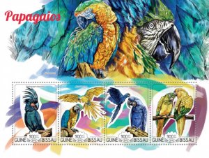 GUINE BISSAU 2015 SHEET PARROTS PERROQUETS LOROS PAPAGAIOS BIRDS AVES gb15208a