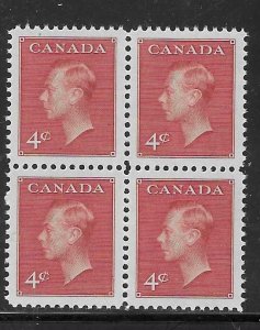 Canada  #292  4c George Vl  (MN H) block of 4 CV $1.40