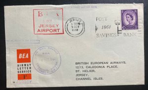 1961 London airmail Cover To Jersey Channel Island England BEA Letter Service