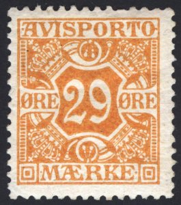 Denmark 1914 29o Orange Yellow Newspaper Scott P17 MLH Cat $75