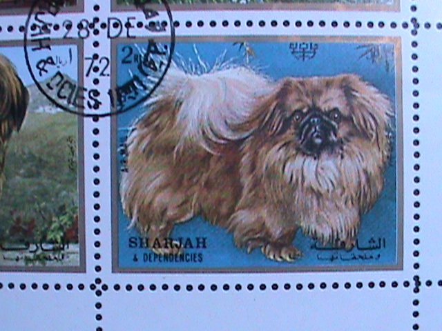 SHARJAH-1972-WORLD FAMOUS LOVELY DOGS CTO FANCY CANCEL SHEET-VERY FINE