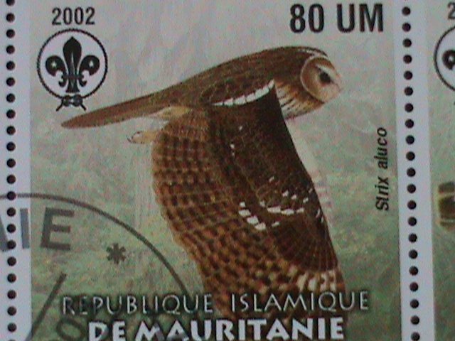 ​MAURITANIA-2003 BEAUTIFUL LOVELY OWLS WITH SCOUT LOCO-SHEET VF-FANCY CANCEL