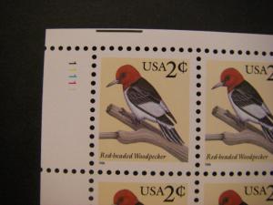 Scott 3032, 2 cent Red-headed Woodpecker, PB4 #1111 x4, MNH Matched Set