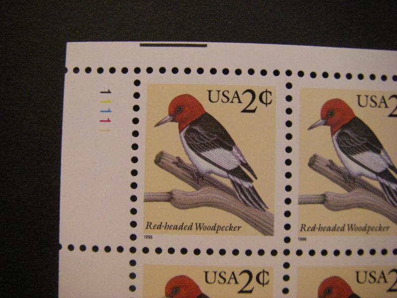 Scott 3032, 2 cent Red-headed Woodpecker, PB4 #1111 x4, MNH Matched Set