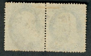 #24 Franklin (type V) used pair with black and red cancels