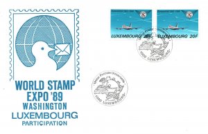 LUXEMBOURG - WORLD STAMP EXPO WASHINGTON PAIR ON CACHETED EVENT COVER 1989