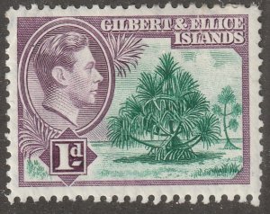 Gilbert & Ellice,  Scott#41,  mint, hinged,  tree, 1d,